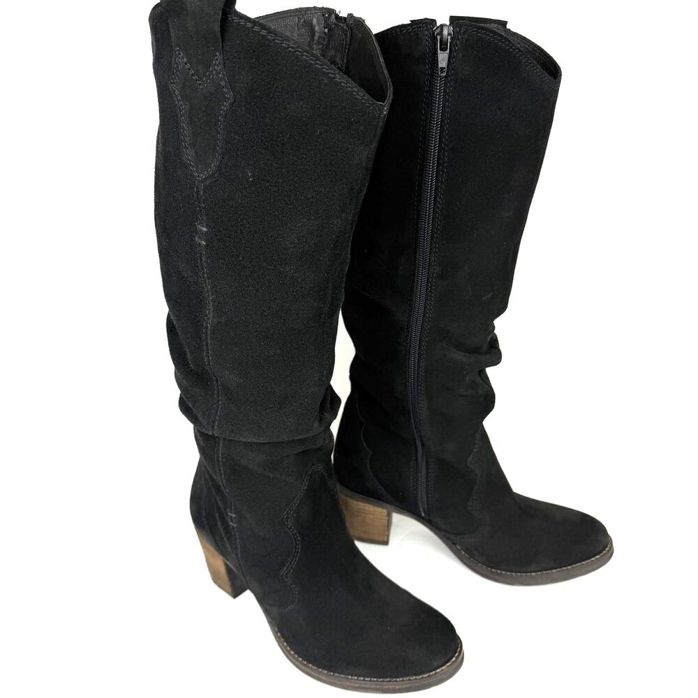 Taos Partner Tall Boots Women EU 37 US 6-6.5 Black Suede Leather Slouchy Western